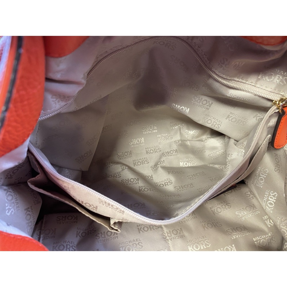 Michael Kors Orange Leather Hobo Shoulder Bag w/ Charm-See Description - Picture 10 of 14